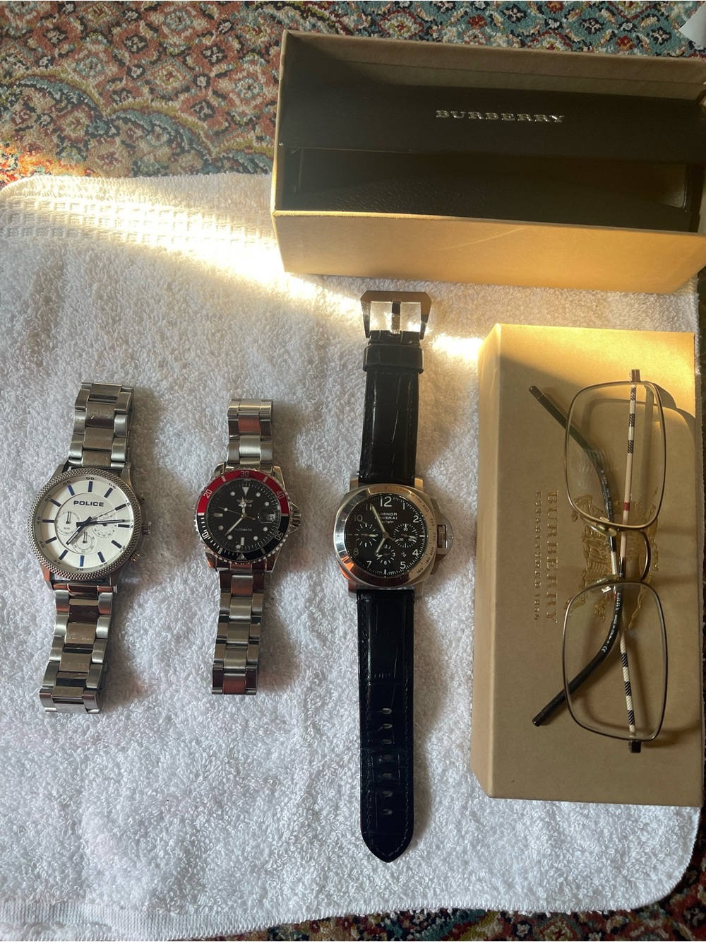 Mixed Men’s Watch Lot + Burberry Men's Glasses with Case
